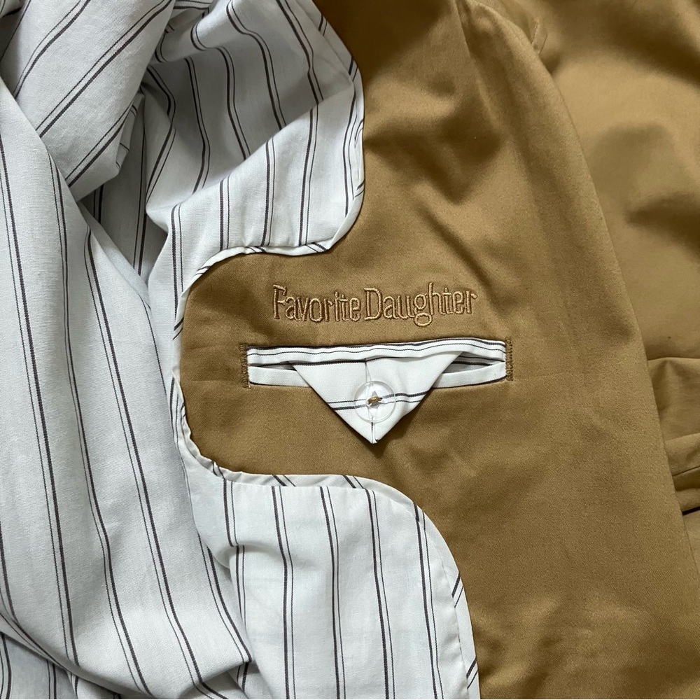 Favorite Daughter The Charles Trench Coat Sand Khaki Tan Long Classic Belted M - Picture 10 of 14